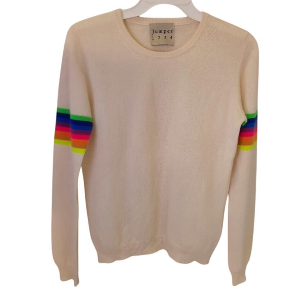 Jumper‎ 1234 Rainbow Arms Cashmere Crew in Oatmeal - UK8/US 4